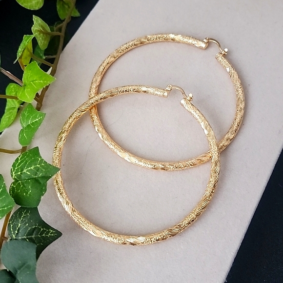 Jewelry - Large Gold Hoop Earrings Shimmer Style Design